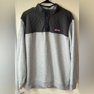 Vineyard Vines Men Gray Quilted Snap Up Pullover size L